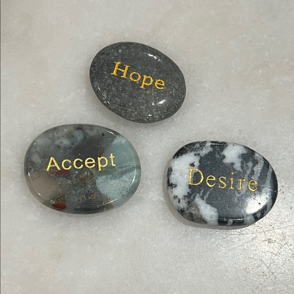 Inspirational Stone Set with Gold Lettering